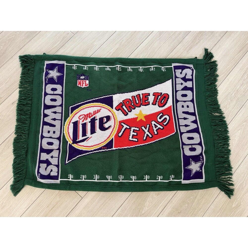 Vintage Dallas Cowboys Millar Lite Wall Hanging Throw Blanket True to Texas